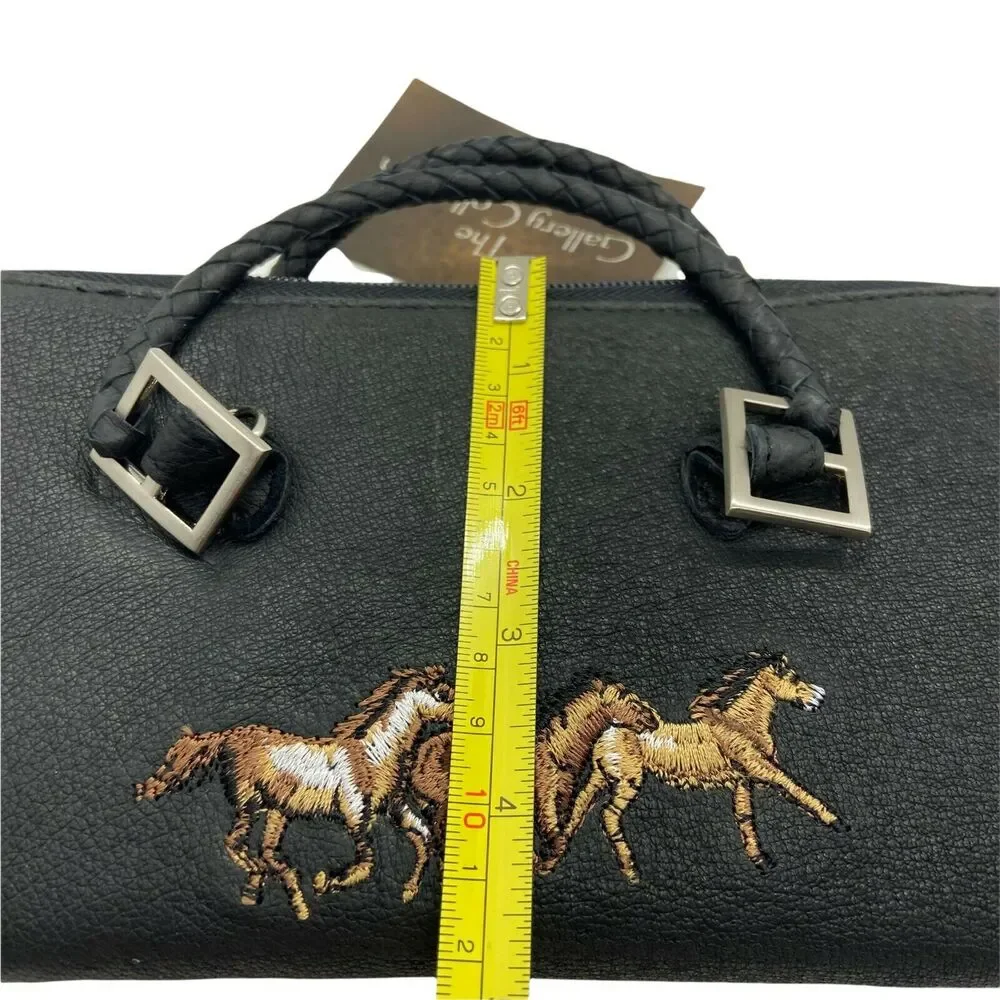 Horse Travel Wallet Purse The Gallery Collection Women's Black Double Handles